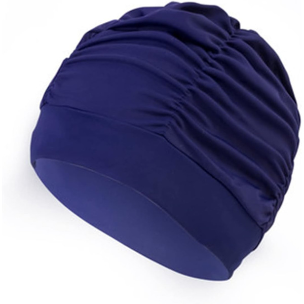 Plisseret badehætte til kvinder, badehætte til langt hår, super elastisk badehætte, strand- og surfcaps, behagelig badehætte, turbanhætte