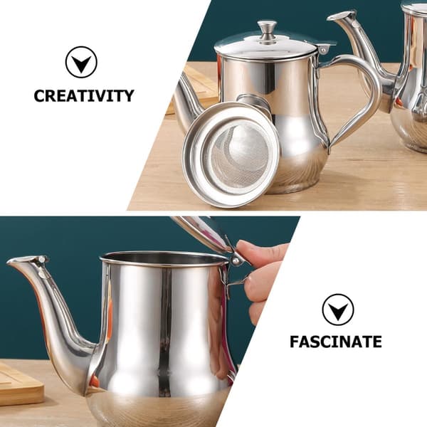 18 oz oliedispenser i rustfrit stål Kompakt eddikedispenser med lågdesign og glat bund
