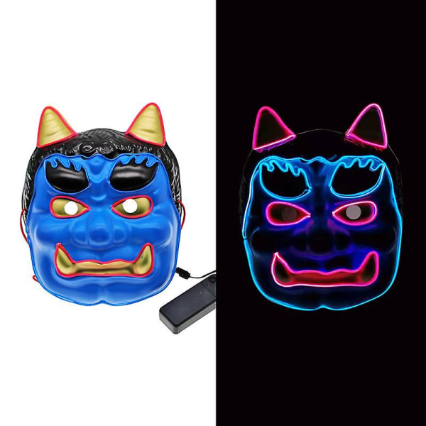 Glowing Line Mask Halloween Atmosphere Japanese Nian Beast Glowing Mask Led Glowing Mask Horror Mask