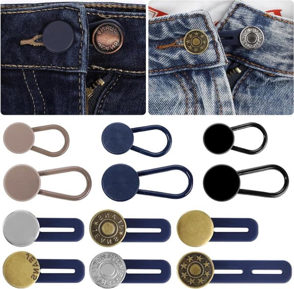 Buttonhole Extender - 12 Pieces - Trouser Extender - 15-17 MM - Silicone - Jeans Trouser Extender - Button Extender - Trouser Buttonhole Extender ...