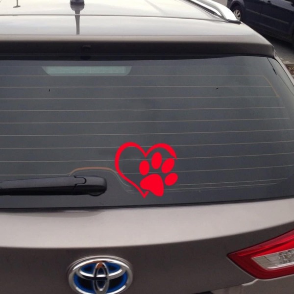 Car sticker,Paws with heart stickers for cars.Red