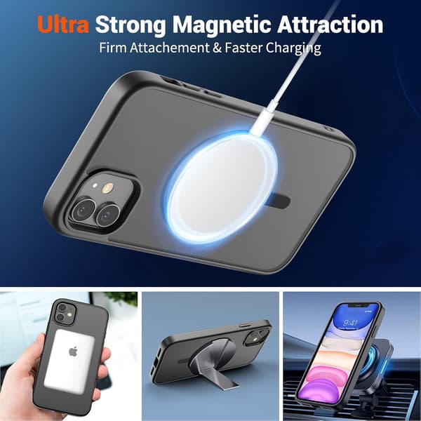 Magnetic Case for iPhone 11 (MagSafe Compatible) (Military Grade Shockproof), Matte Translucent,