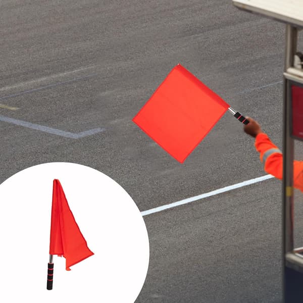 2st Red Stainless Steel Referee Flags Handheld Signal Flags Traffic Warning
