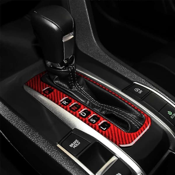 ABS Red Carbon Fiber Gear Shift Panel Cover Trim Decor Sticker for 10th Gen 2016 2017 2018 2019