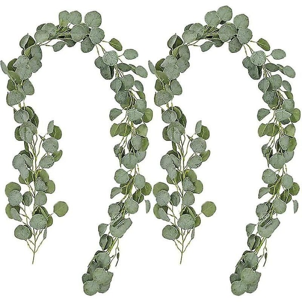 Konstgjorda Eukalyptusgirlander Set om 2 Gröna Girlander Falsk Silke Eukalyptusvinstockar Bröllopsbakgrund Vägg Blomsterdekoration