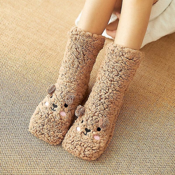 Non-slip Floor Slippers Socks Indoor Warm Low Home Sleep SocksCoffee