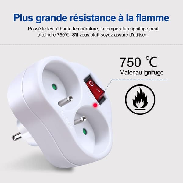 White Sockets with Switch, 2-in-1 Power Strip Wall Plug, Sockets Perfect for Bedroom