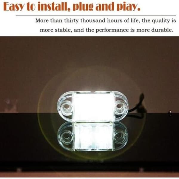 LED Sidemarkeringslys Posisjonslys for 12V 24V Universal Tilhenger Lastebil Bobil Buss (4 stk Hvit)
