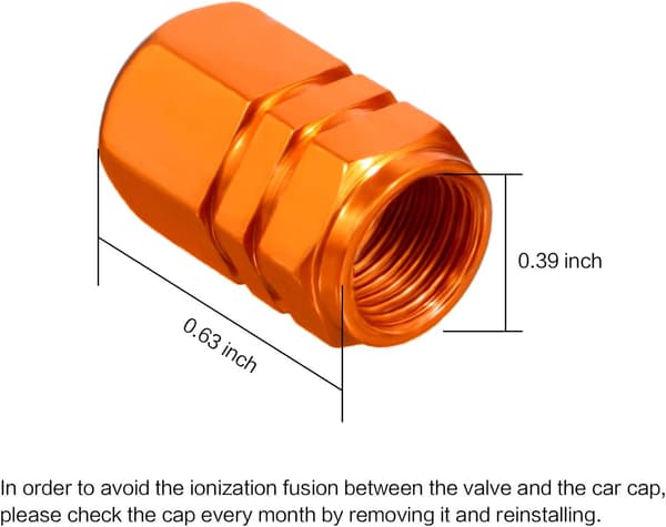 wxsp 8 Delar Orange Däckventilhylsor Hjulventilkåpor Biltäta Däcklock, Hexagonform