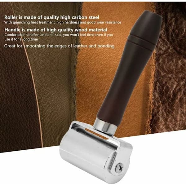 AIDUCHO Leather Edge Roller, Laminating Tool Leather Glue Laminating Roller for DIY Leather Craft for Leather Smoothing (60mm)
