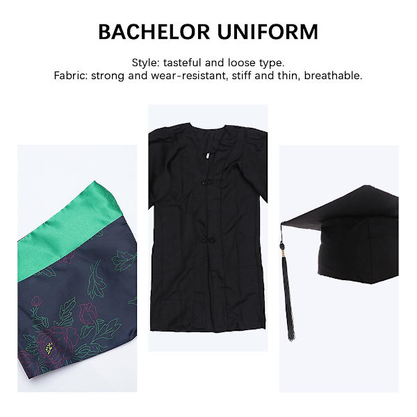 1 Sæt Graduation Supplies Plastik Doktorgrad Baccalaureat Kjole Akademisk Kjole Slør (landbrugsvidenskab) Black 130X105X0.5CM