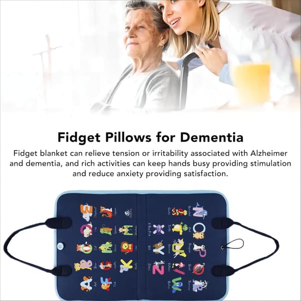 Dementia Activity Mat for Elderly Cognitive Training Sensory Blanket with Removable Non-Slip Backing Alzheimer's Therapy Aid Gift