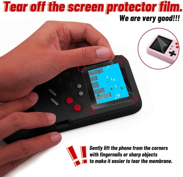 Spelkonsolfodral för iPhone, retro skyddsfodral med egen strömförsörjning med 36 små spel, fullfärgsdisplay, stötsäkert videospel för iPhone 16pro max