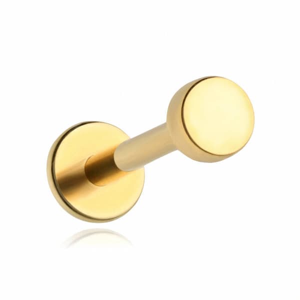 Titanium Flat Cap Labret Ørering Guld Helix Lobe 1.2/6/3