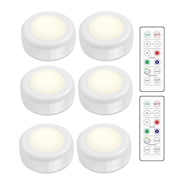 INF LED Spotlights Set - 6 stylish lights with 2 practical remote controls