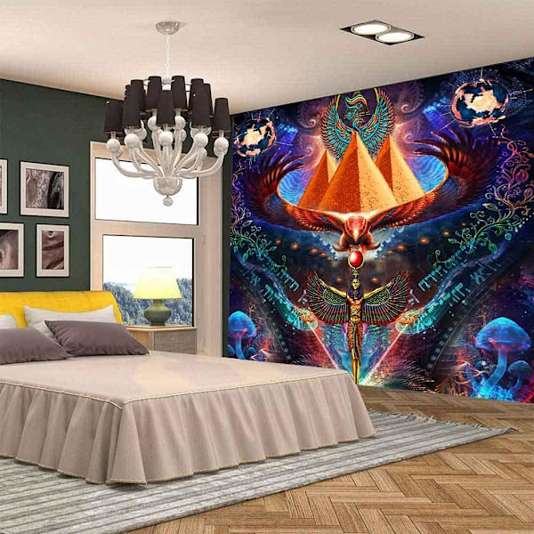 Aidatain Ægyptisk Mytologi Vægtæppe Pyramide af Guden Horus Øjne Fantasy Svampeplante Vægtæppe Flanel Stor Størrelse 95*73CM T