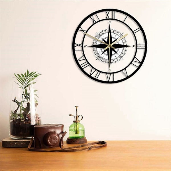 Alarm Clock Transparent Wall Clock Black Wind Rose Compass Direction Table Nautical Acrylic Clock Decorative Wall Clock