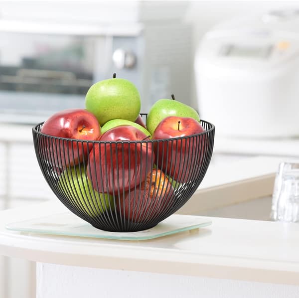 Kitchen Fruit Bowl 25 x 25 cm Large - Scratch-Resistant Non-Slip - Open Metal Wire Fruit and Vegetable Basket to Help Ripen Properly