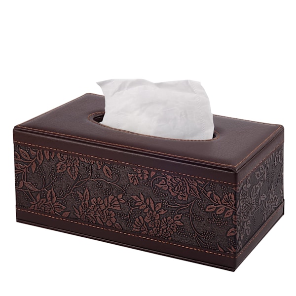 PU-läder servettbehållare Kleenex-behållare Rektangulär servettbehållare med magnetisk botten, dekorativ servettbehållare för fåfänga