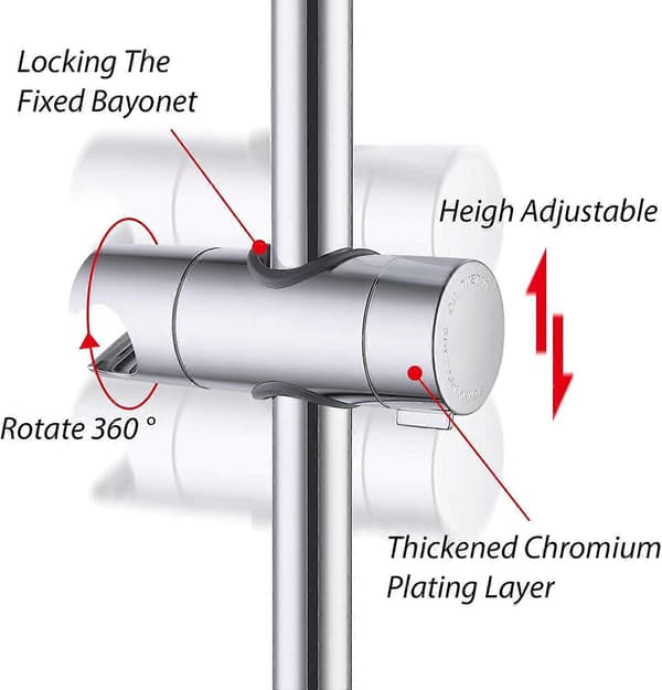 Dusjhodeholder 18-25 mm for dusjstang, Erstatningsklemme for baderom, ABS Krom (Sølv) db