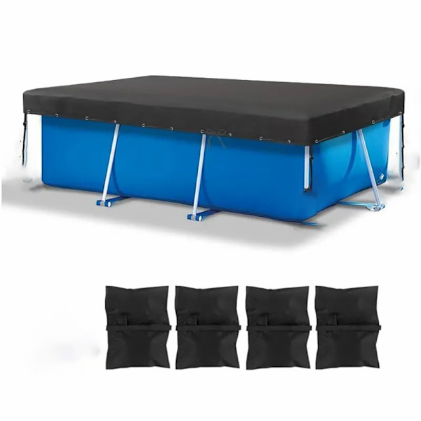 Black Oxford Cloth Rectangular Pool Cover