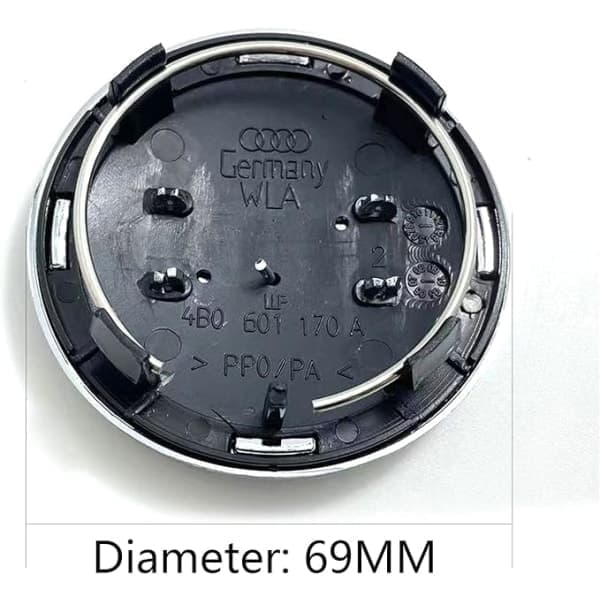 4 stk navkapsler til Audi 69MM, navkapsel aluminium+ABS, centerkapsel, ABS biltilbehør
