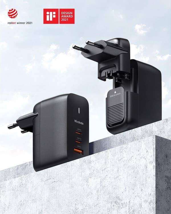 Lader for bærbar PC, mobiltelefon, Mcdodo GaN 3.0 hurtiglading, USB-C PD USB-A 65W