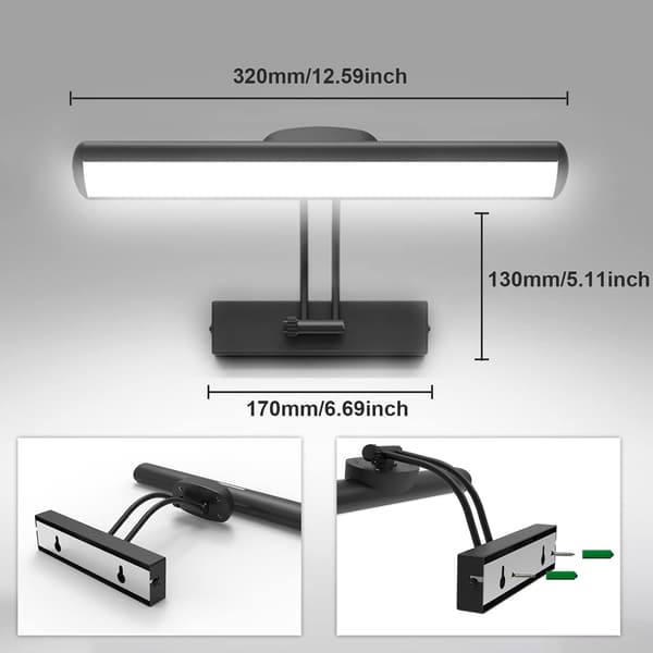 Fjernkontroll Vegglampe, Trådløs LED Bildelys, Roterbart LED-lyshode med Timer, 180° Svingarm Bildelys for Fresker