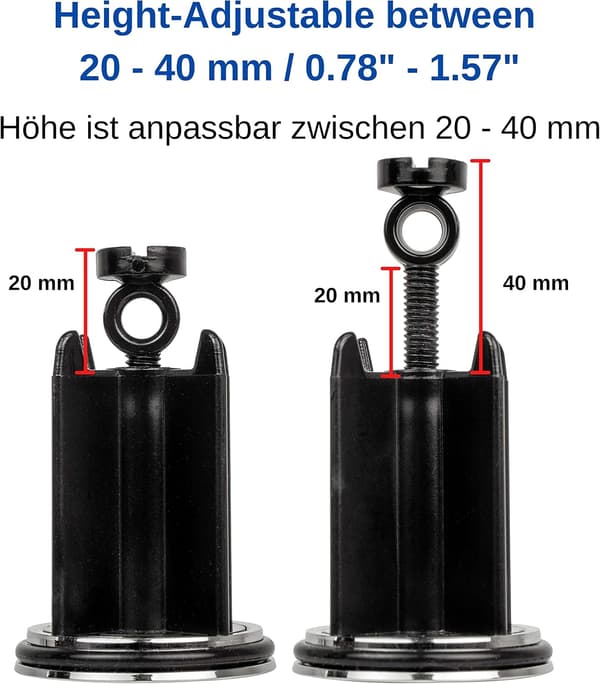 Universal afløbsprop Ø 40 mm, forkromet afløbsprop, med gummipakning, højdejusterbar prop.
