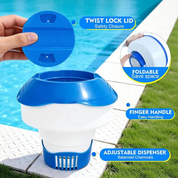 Klorpoolflåd, 7 tommer flydende pooldispenser til 200g klor- og bromtabletter