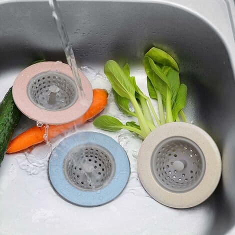 Silikonpropp för diskho, kök, badrum, avloppshål, hårfångare, tillbehör (3-pack)