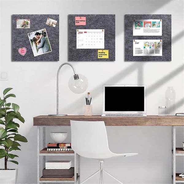 Cork Board Wall Felt Board Plate with 60 Pushpins and Safe Removable Adhesive Labels for Bulletin Board B