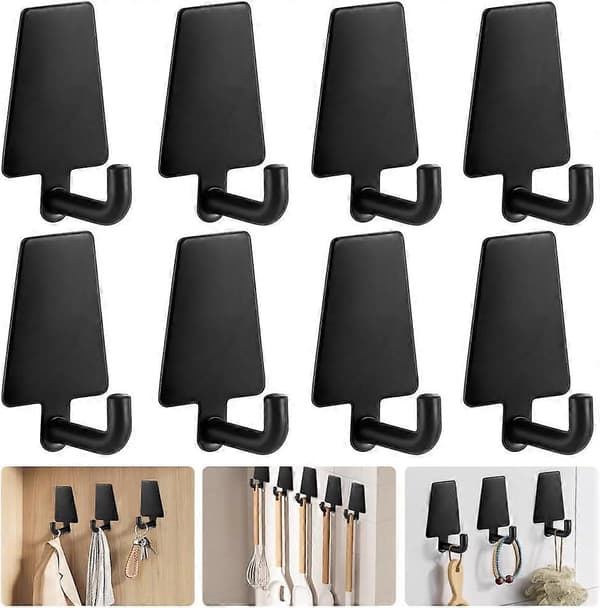 8-pack Self-Adhesive Hooks Stainless Steel Fastening Hooks Heavy Duty Wall Door Hooks Self-Adhesive Coat Hooks Bath Towel Hooks Waterproof Robe Hooks
