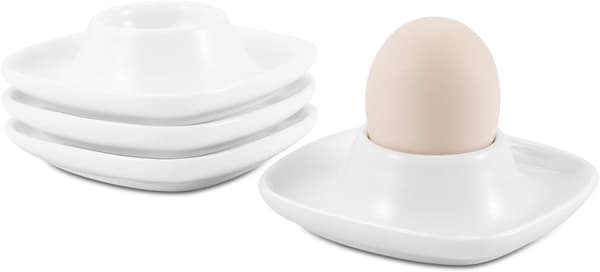 Ceramic Egg Cups 4-pack, Porcelain Hard Boiled Soft Boiled Egg Cup Holder Container with Base