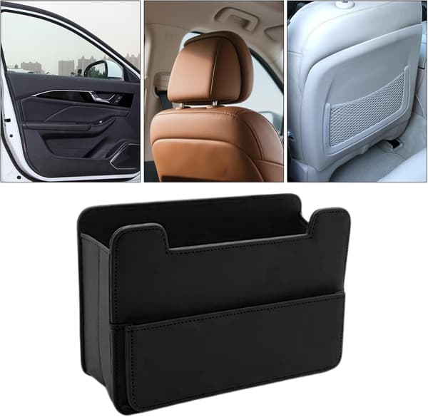 Car Seat Side Organizer / Backseat Organizer with Built-in Container - Foldable Storage Box (DB)