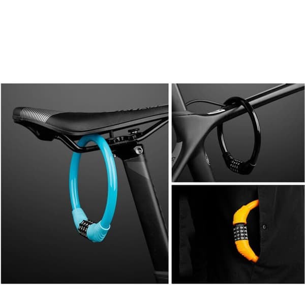 Mountain Bike Lock with Code, Electric Bicycle Scooter Universal Ring Lock Portable Bicycle Lock, Blue