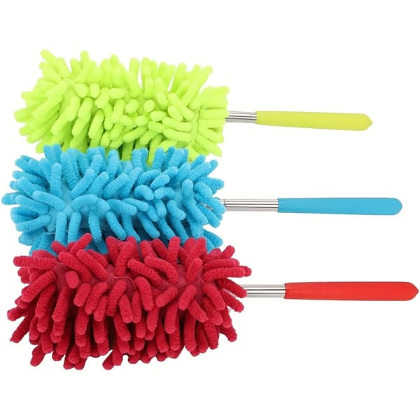 Three sets of dust-cleaning brooms in red, green, and blue [YJD] 3 3
