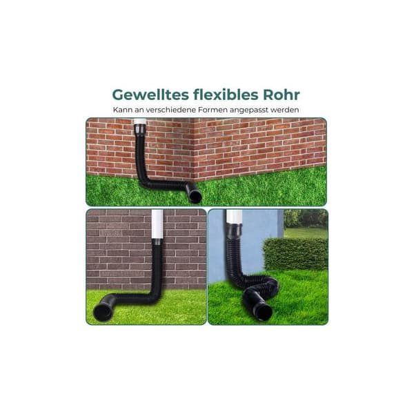 Flexible Gutter Extension - Telescopic Extension 47 to 150 cm - 80/100 mm Adapters - Thick PE Material for Weather Resistance
