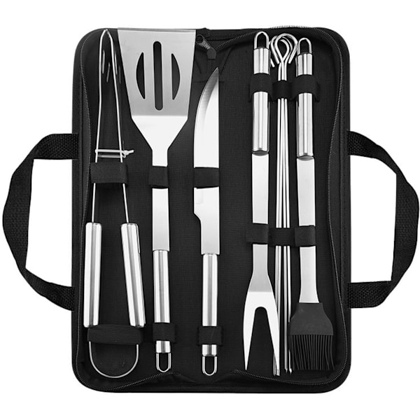 9-piece Professional Stainless Steel BBQ Tool Set with Practical Carrying Case
