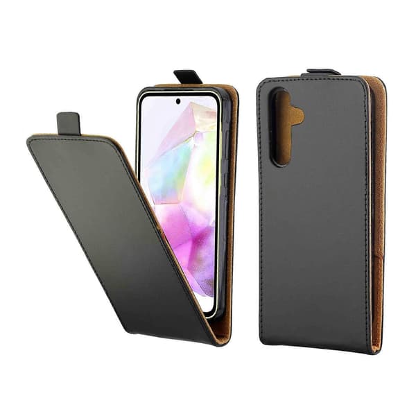Pystysuora läppä nahkakotelo korttipaikalla (Samsung Galaxy A35 5G:lle)