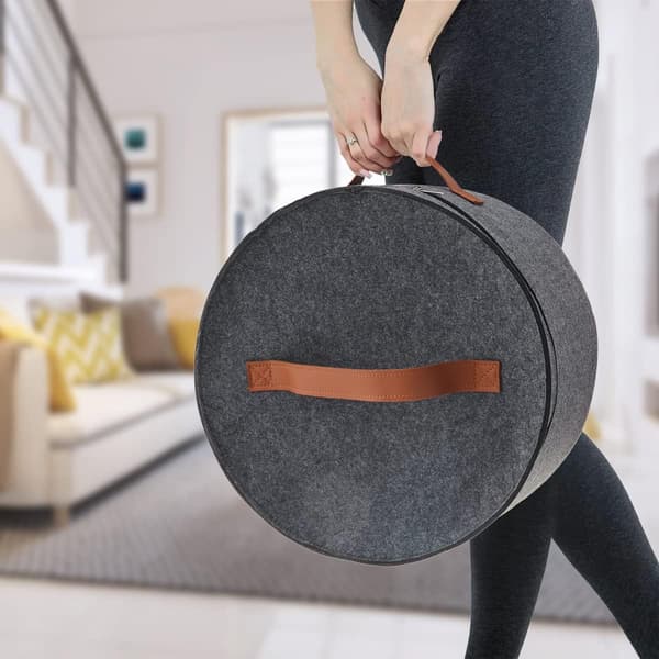 Opbevaringsboks til hatte med låg, 17 tommer diameter Pop Up hattekasser til kvinder og mænd