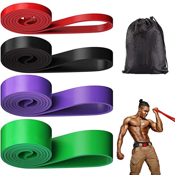 Elastisk bodybuildingbånd/modstandsbånd + opbevaringstaske, naturlig