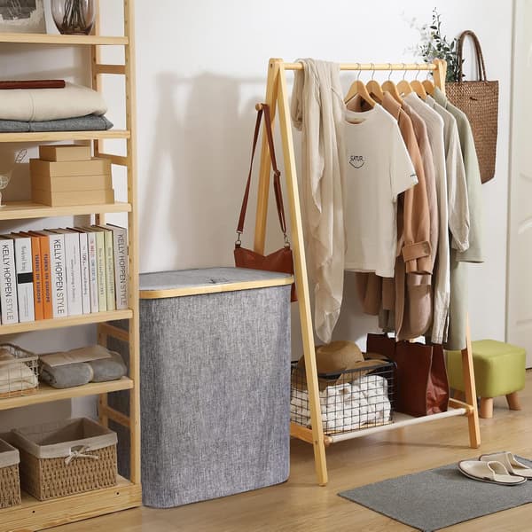 Laundry Basket 60L Foldable Laundry Hamper Bamboo Laundry Basket