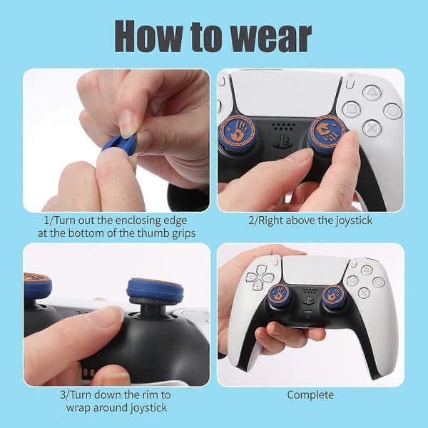 1 sæt PS5-controller tommelfingergreb, blødt silikone joystickbeskyttelse