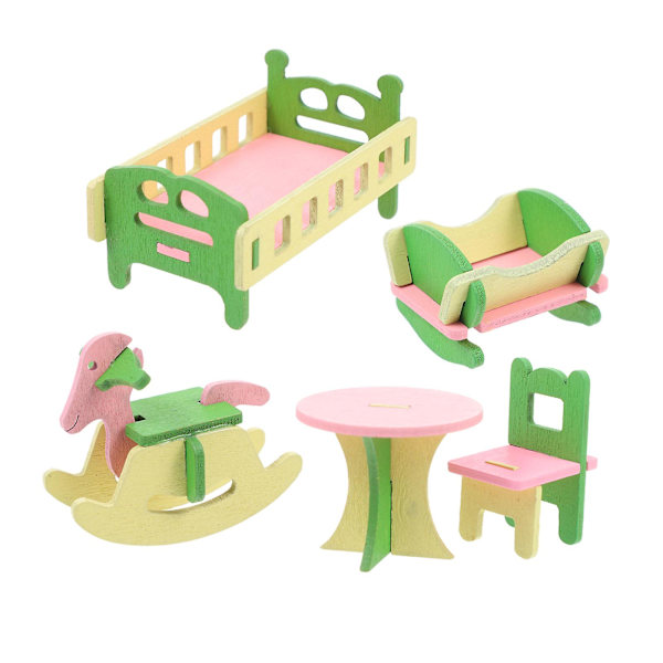 1 Sett Møbelmodell Minihus Ornament Minihus Innredning Ornament Mor og baby rom 8,9X4,9X Mother and baby room 8.9X4.9X4.5CM