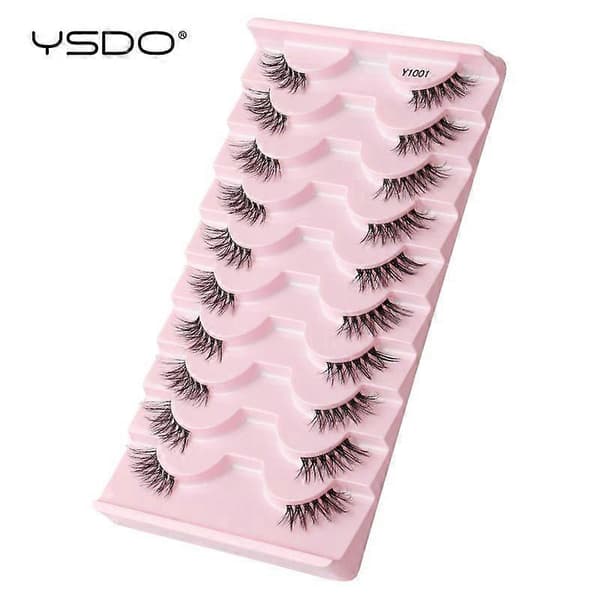 YSDO 5/10 Par Natural Long 3D Mink Eyelashes Makeup Soft Half Lashes Handmade Combo 10parY1009