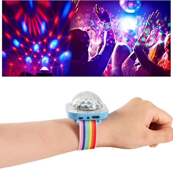2-pak discolys, bærbart mini bærbart LED-lys natstroboskop ur armbånd USB-opladning stemmestyret med sugekop til børnefester