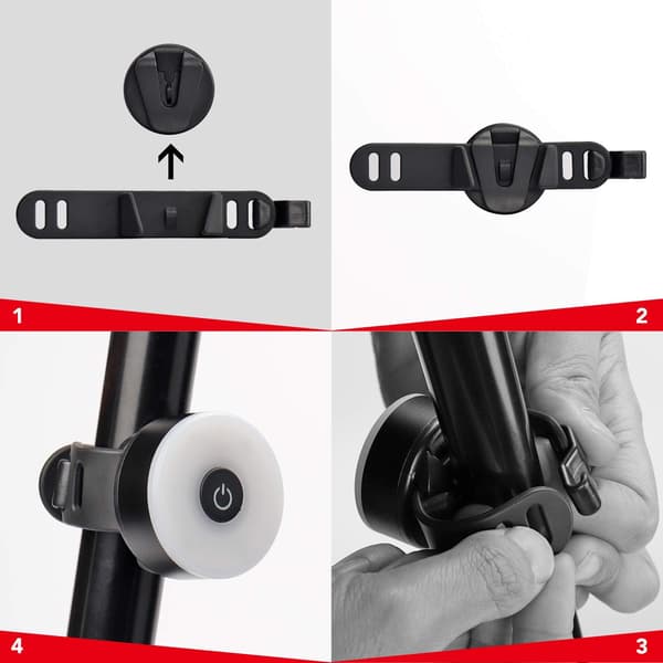 LED Bicycle Light with Flashing Taillight, Powerful Red Light, 3 Lighting Modes - USB-C Rechargeable Battery, Waterproof