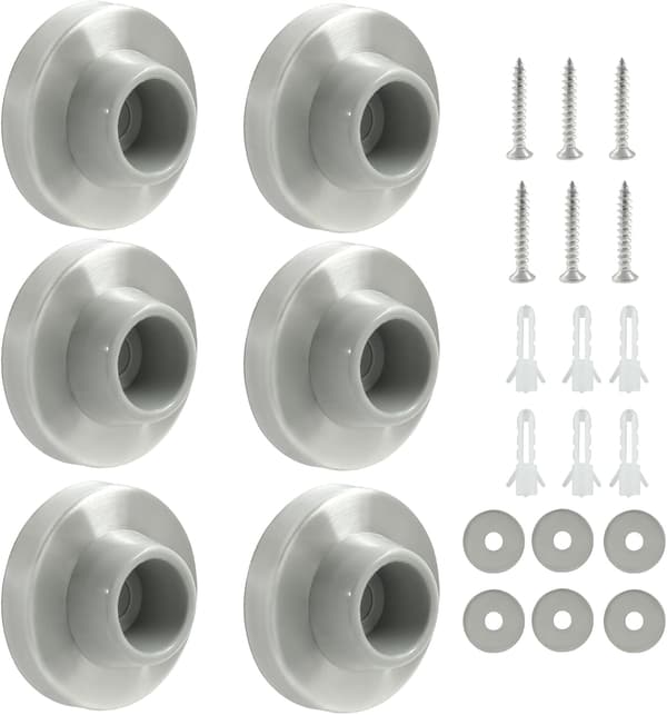 Konkav veggdørstopper børstet satengnikkel 6 stk item_package_quantity