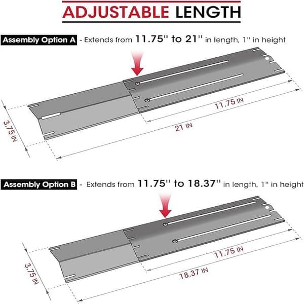 Adjustable Heat Shield for Universal Grill - Heavy Duty Stainless Steel Flame Tamer, Extendable